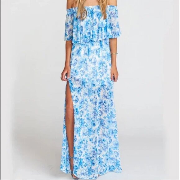 Show Me Your Mumu Hacienda Mama Blues Floral Convertible Maxi Dress - Picture 1 of 9